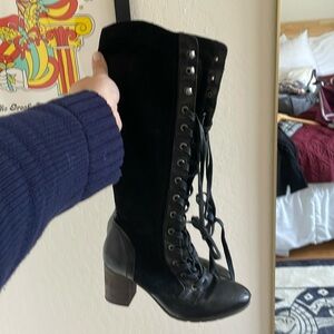 Lace Up Knee High Boots